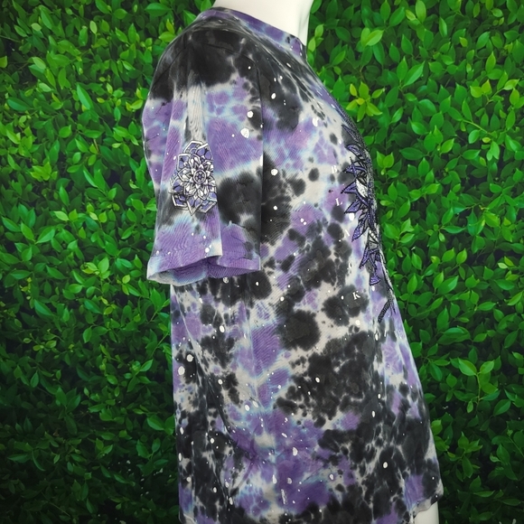 Affliction Men's Black Label Rhinestone Skull T-shirt - Size: XL- Tie-dye - NWT - Picture 5 of 10